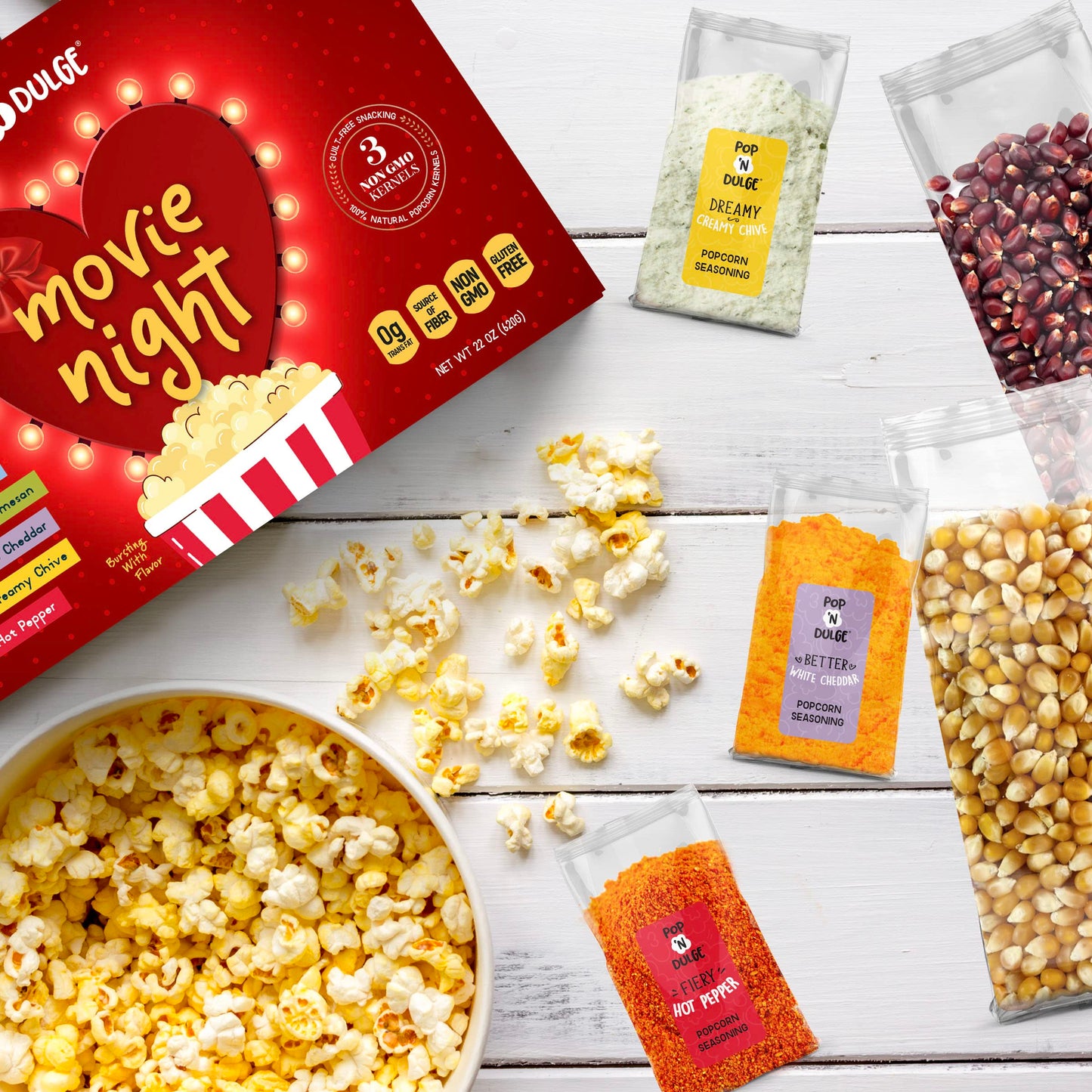 Popcorn Gifts For Women Movie Night Gift Baskets Gifts For Her Gift Set For Women, 10 Piece Set, 5 Gourmet Popcorn Kernels And 5