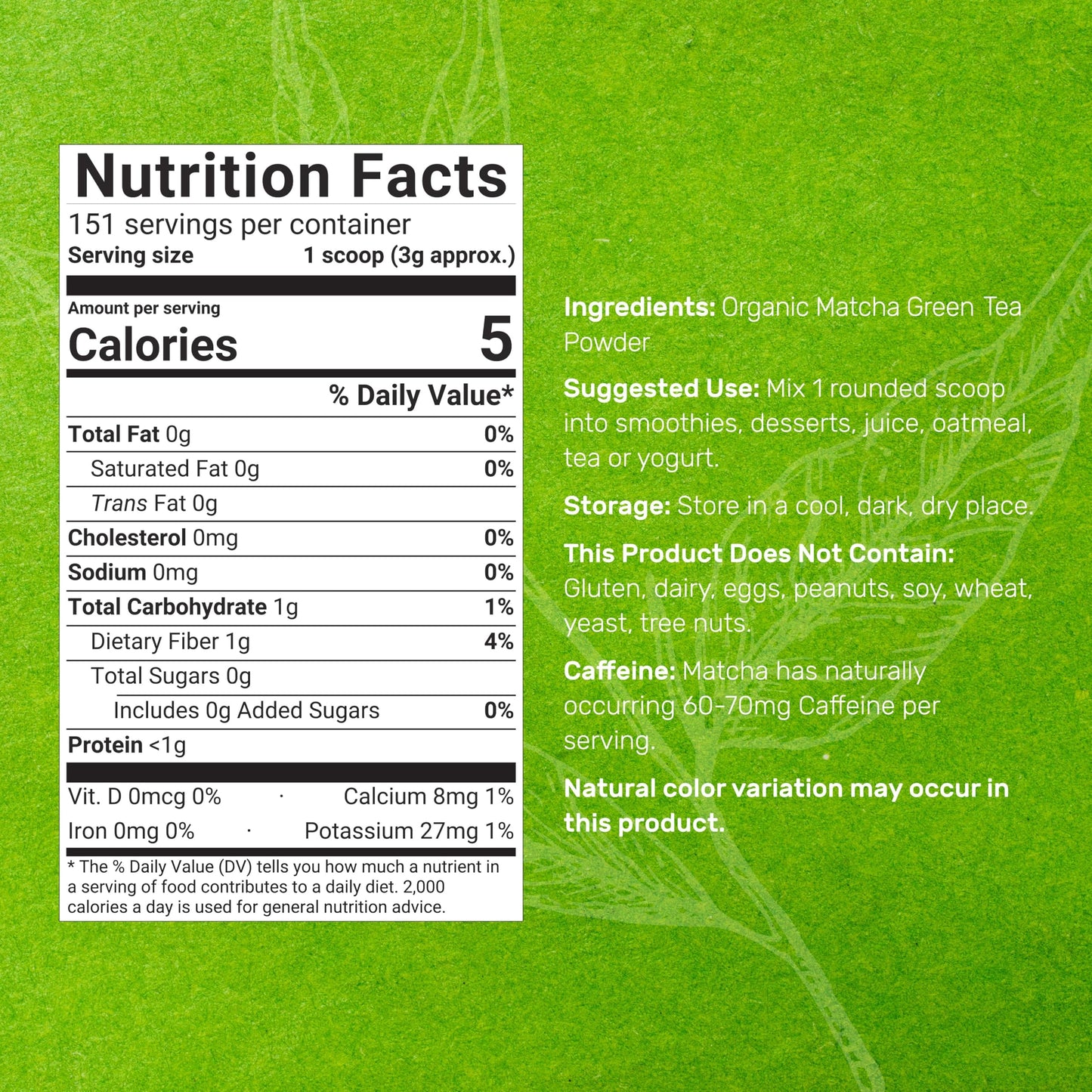 DEAL dietary product Organic Matcha Green Tea Powder, Culinary Grade, 1 lb, Non-GMO, Keto Friendly