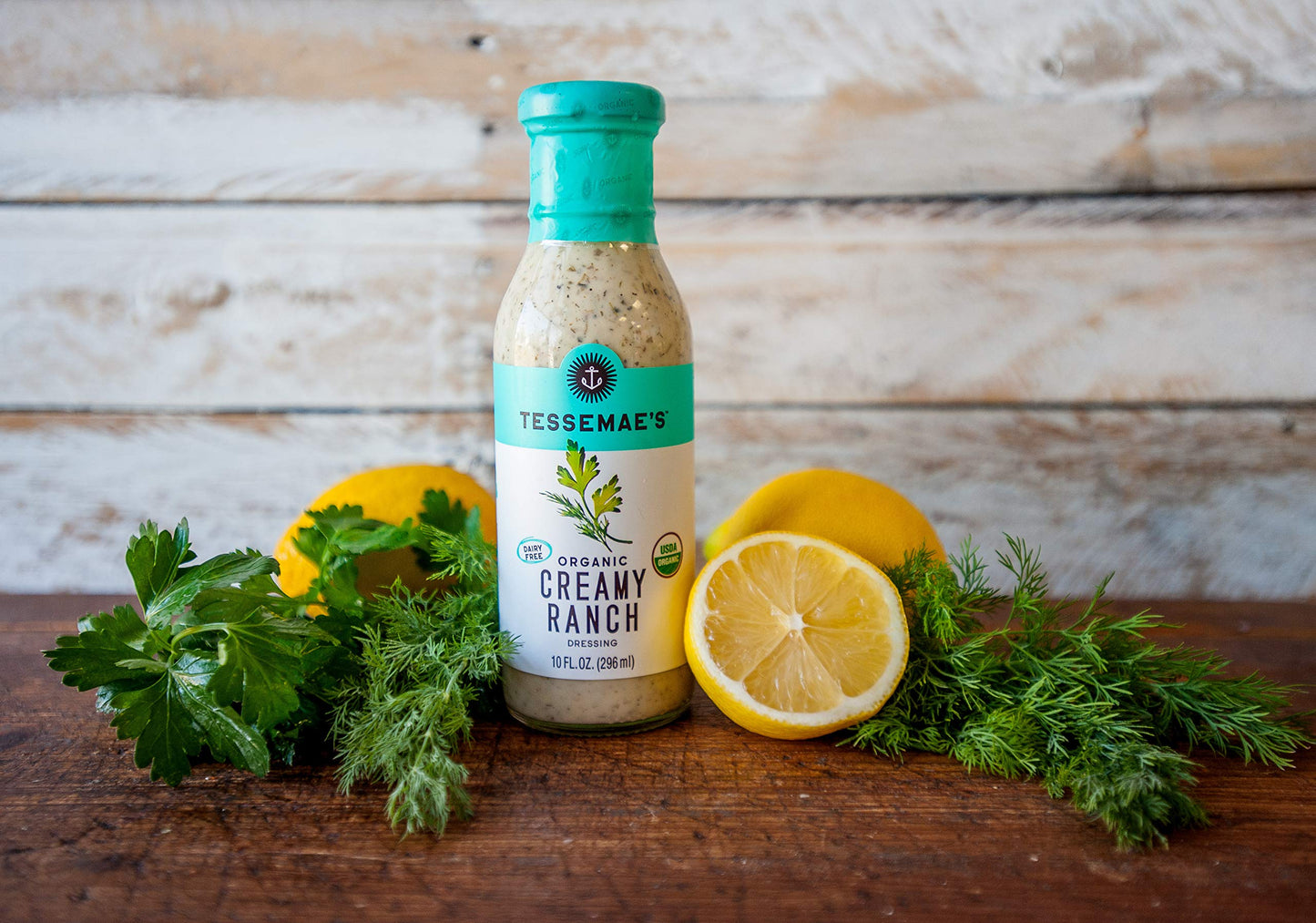 Tessemae's Organic Creamy Salad Dressing Variety Pack - Creamy Ranch, Creamy Caesar - 10 oz. bottles (4-Pack, 2 Each)