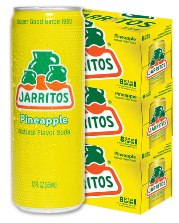 Jarritos - Mexican Soda Soft Drinks  Pineapple (12 oz  355ml) 24 Cans (3 Boxes of 8) - Real Cane Sugar - 0g Fat - Made in Mexico - Natural Flavor Soda Pop - Party & BBQ Beverages