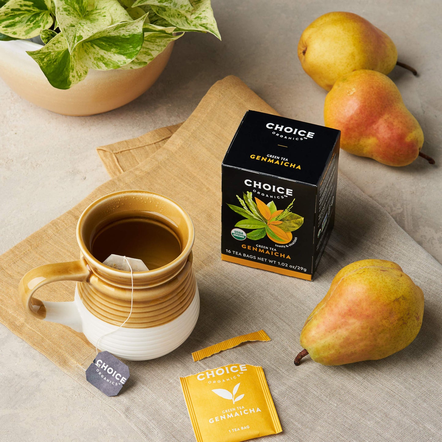 Choice Organics - Organic Genmaicha Tea (1 Pack) - Green Tea With Toasted Brown Rice - Compostable - 16 Organic Green Tea Bags