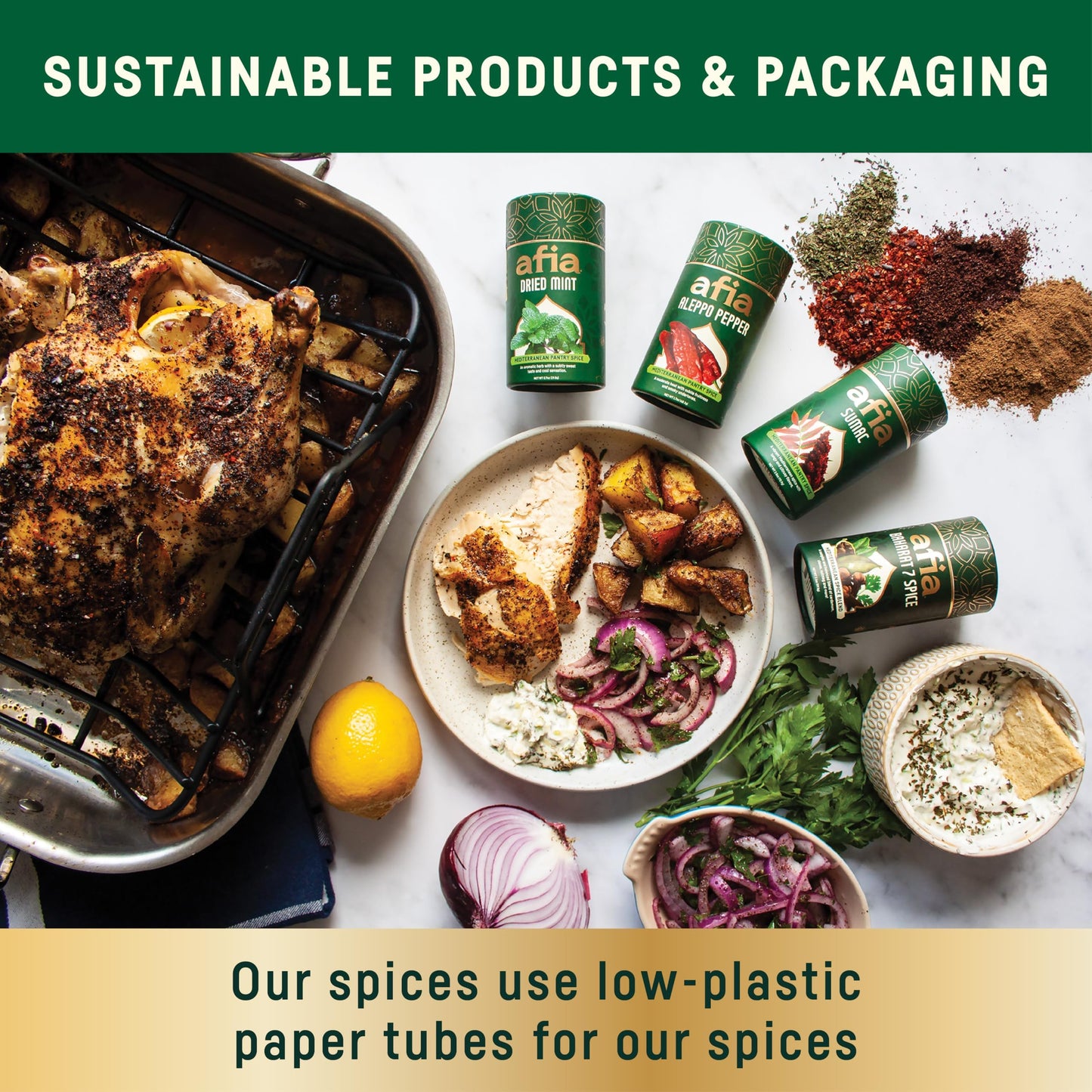 Afia Mediterranean Pantry Spices Gift Set | Aleppo Pepper, Dried Mint & Sumac | Seasoning Set For Steak, Chicken, Vegetables & Bbq Rub (Pack Of 3)