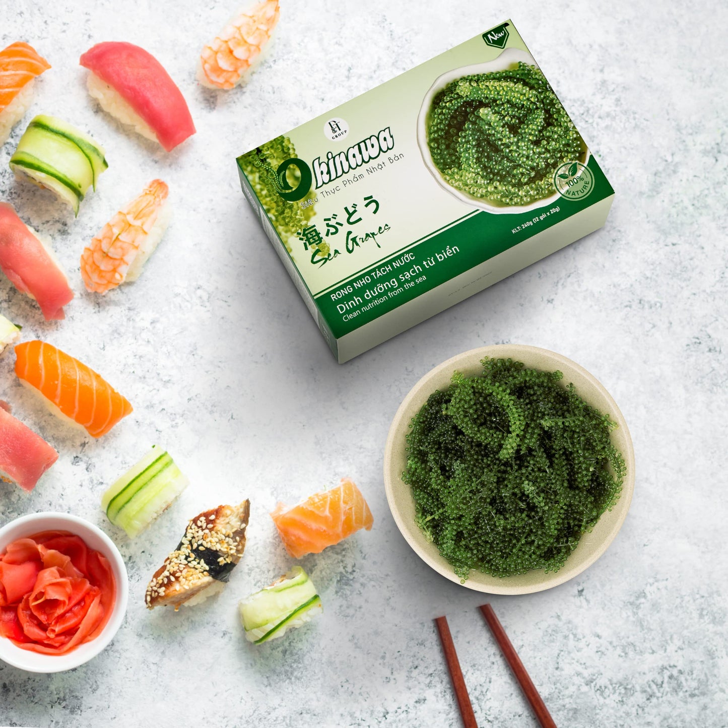 NAMISO Organic Sea Grapes (Umibudo) - Dehydrated Superfood, 100g (5 Packs) - Boost Immune System, Enhance Health - Green Caviar