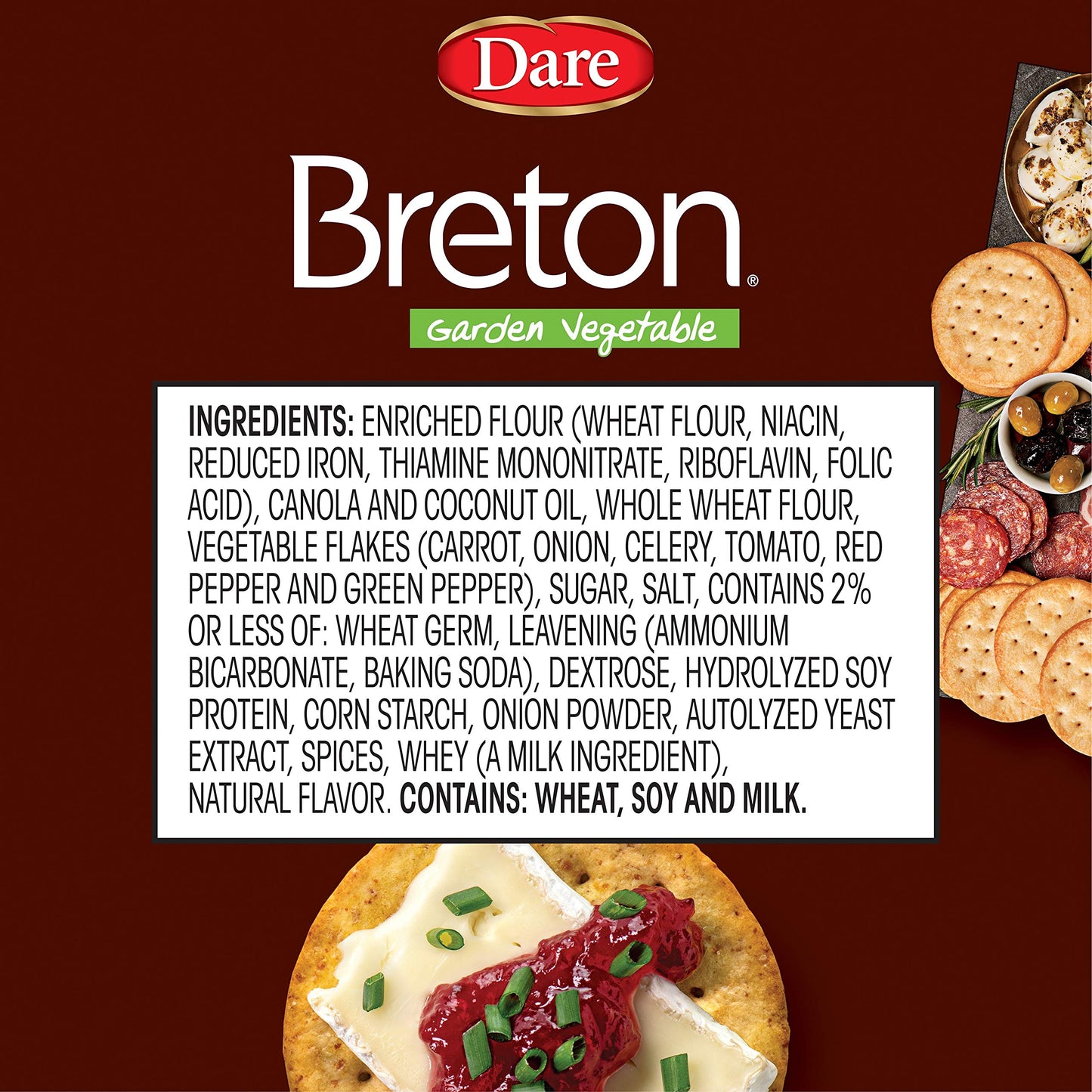 Dare Breton Crackers 8 Box Healthy Snacks, Garden Vegetable 96 Ounce (Pack of 12)