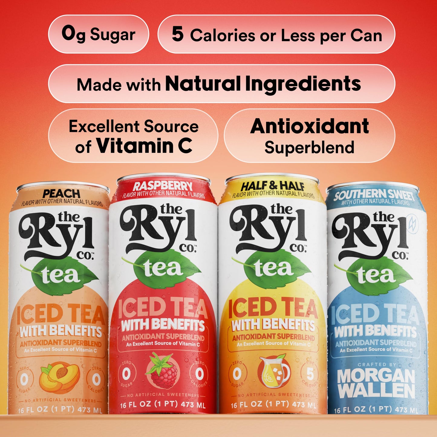 Ryl Iced Tea MVP Variety Pack - Antioxidant Superblend, Zero Sugar, 12 Pack (16 Fl Oz), Non-GMO, Gluten Free, Made in the USA
