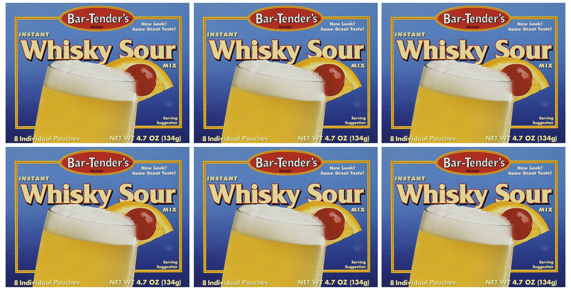 BAR-TENDERS BRAND Instant Whiskey Sour Mix, 4.7 oz Boxes, 8-Count, Pack of 12