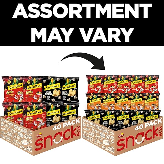 Smartfood Popcorn, White Cheddar and Flamin' Hot White Cheddar Variety Pack, 0.5 Ounce (Pack of 40)