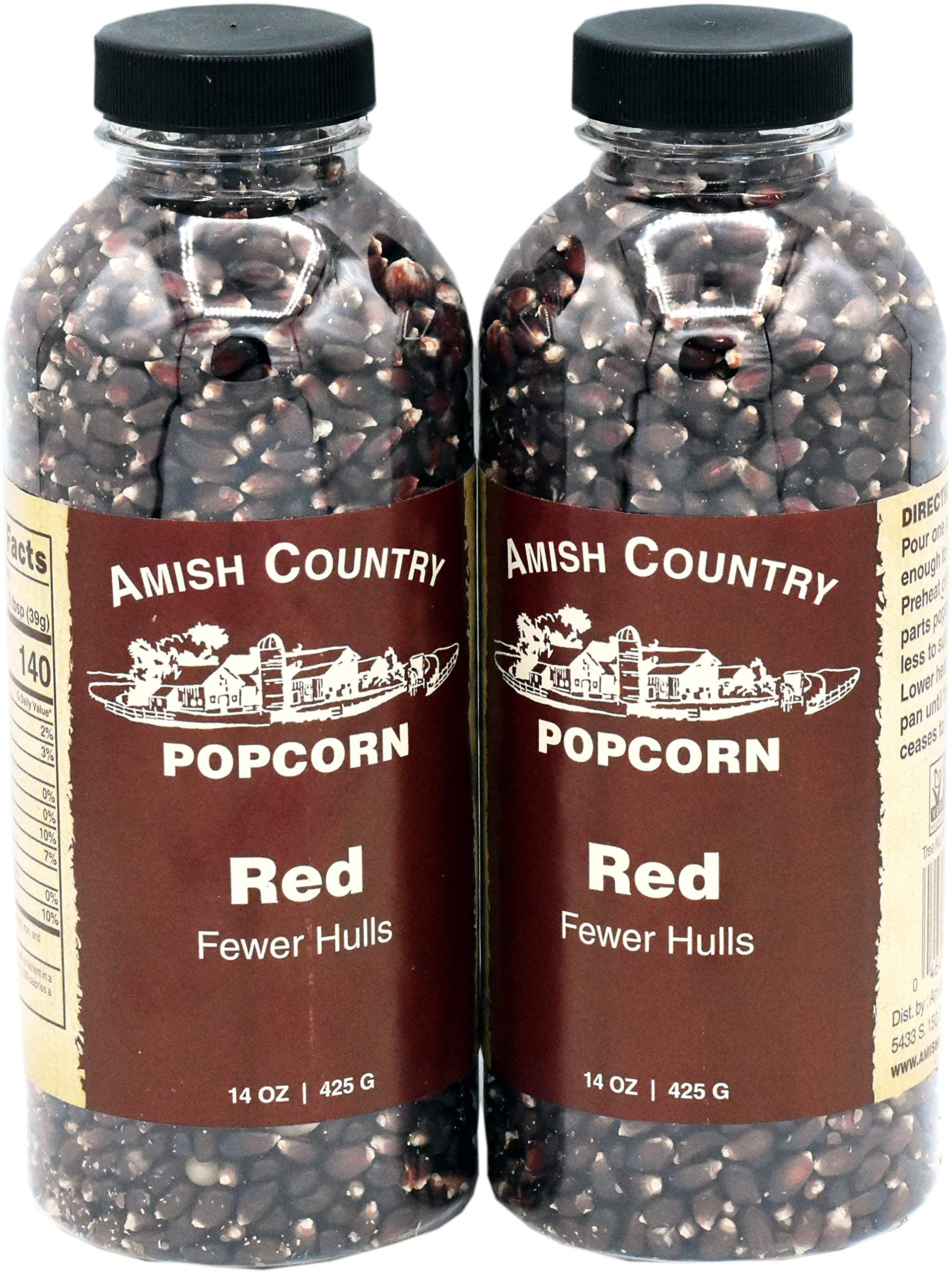 Amish Country Popcorn | 2-14 oz Bottles | Red Popcorn Kernels | Old Fashioned, Non-GMO and Gluten Free (2-14 oz Bottles)