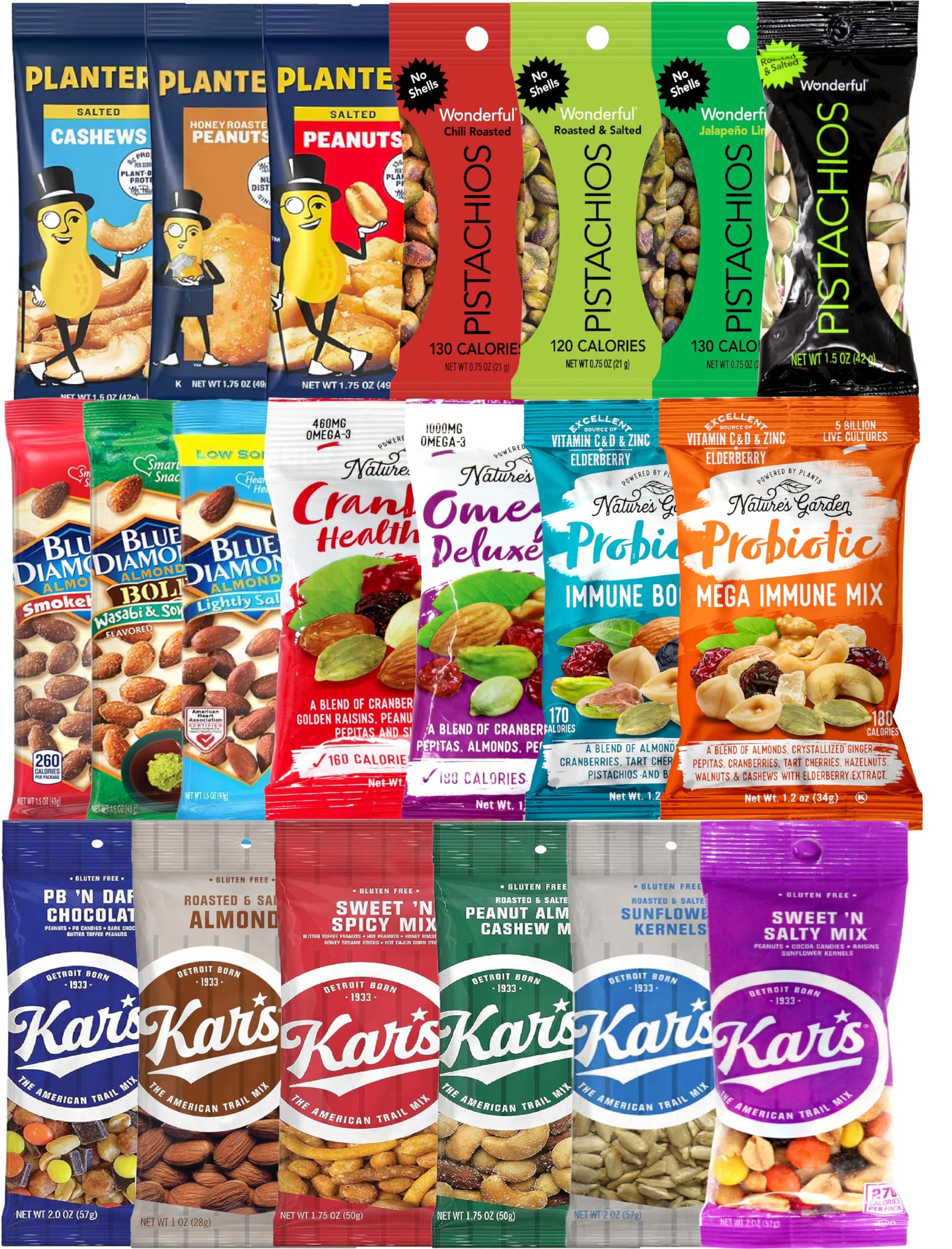 Niro Gift Basket Trail Mix Snacks Variety Pack For Mature-Themeds, 20-Pack Of 20 Different Healthy Snacks For Mature-Themeds, Individually Wrapped Nut And Mix Assortment For On-The-Go Snacking