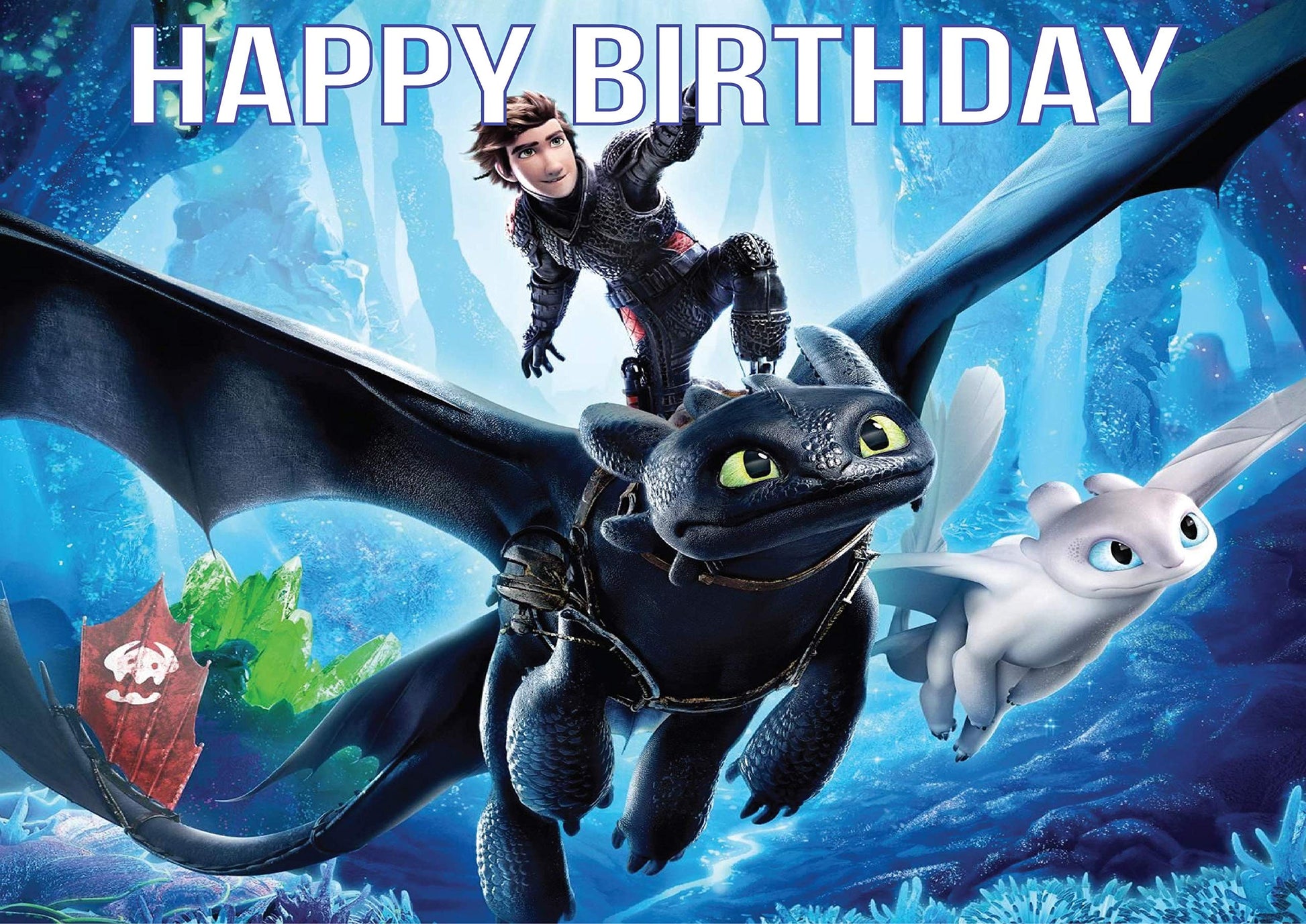 8.3 Inch Dragon Adventure Inspired Cake Topper - Square Edible Birthday Cake Decorations  Happy Birthday Cake