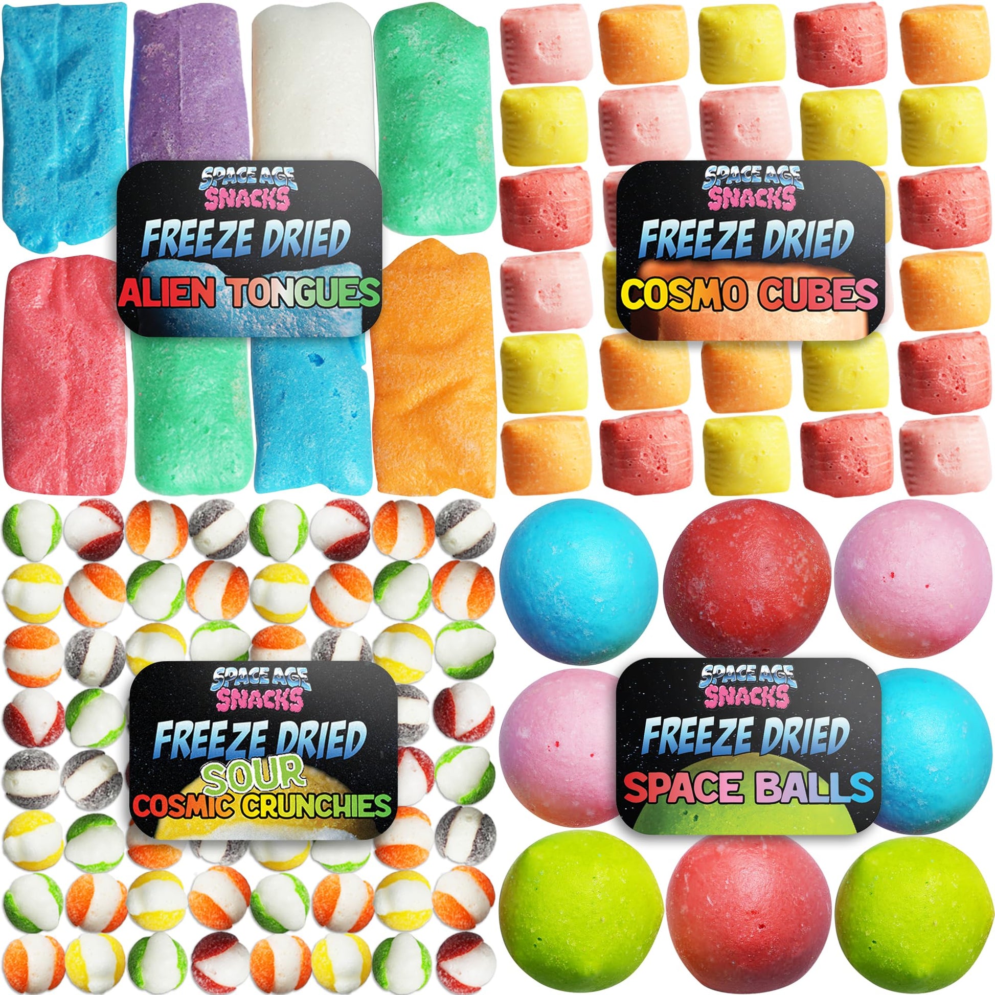 Space Age Snacks Premium Freeze Dried Candy Variety Pack - 4 Types, 23.39 cm, Includes Stickers