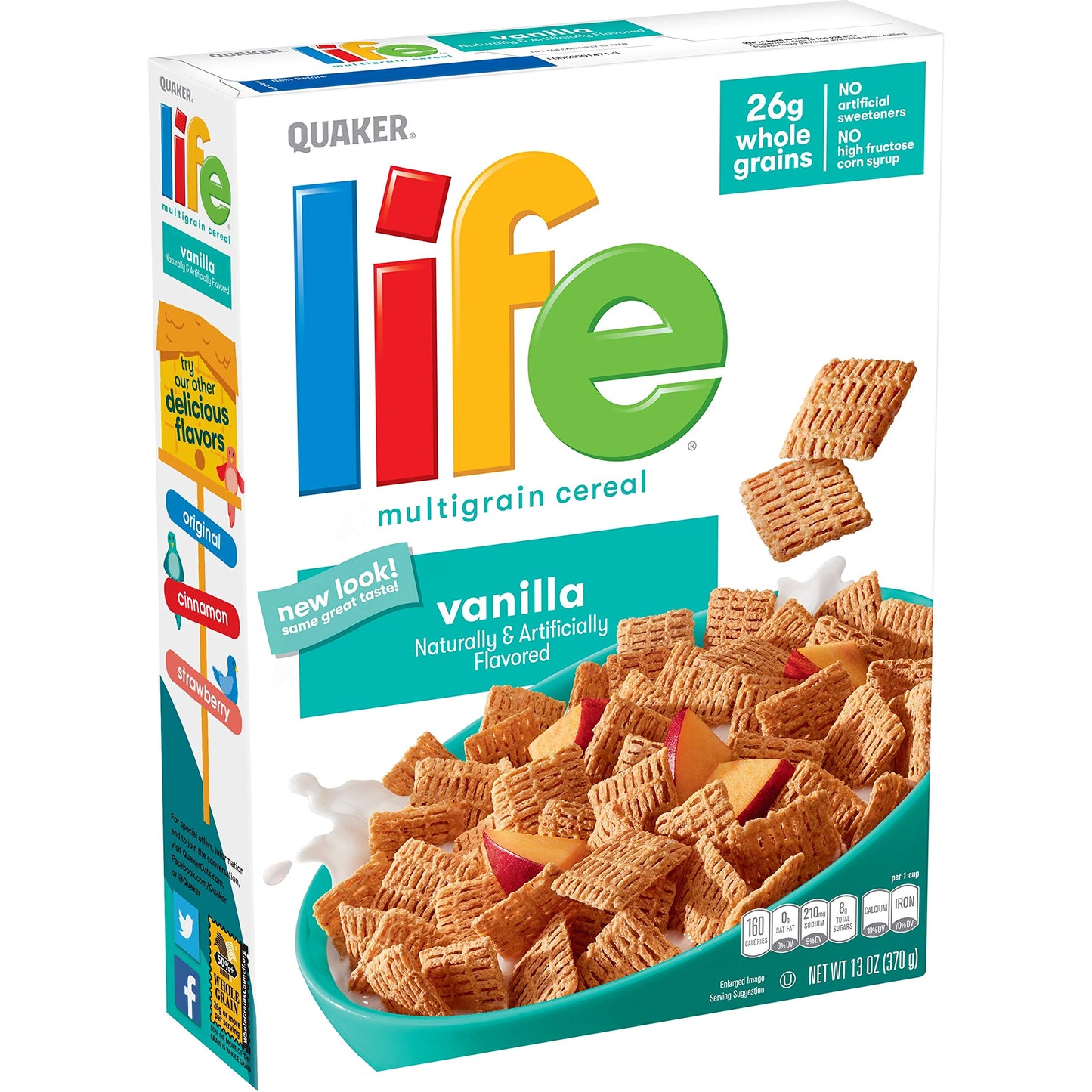 Quaker Life Cereal, Vanilla, 13 oz Box