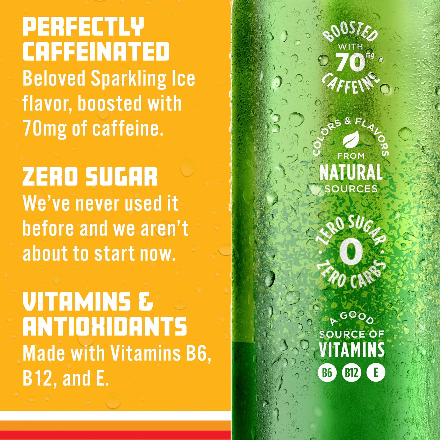 Sparkling ICE Sparkling Water with Caffeine, Zero Sugar, Citrus Twist, 16 fl oz Cans, Pack of 12