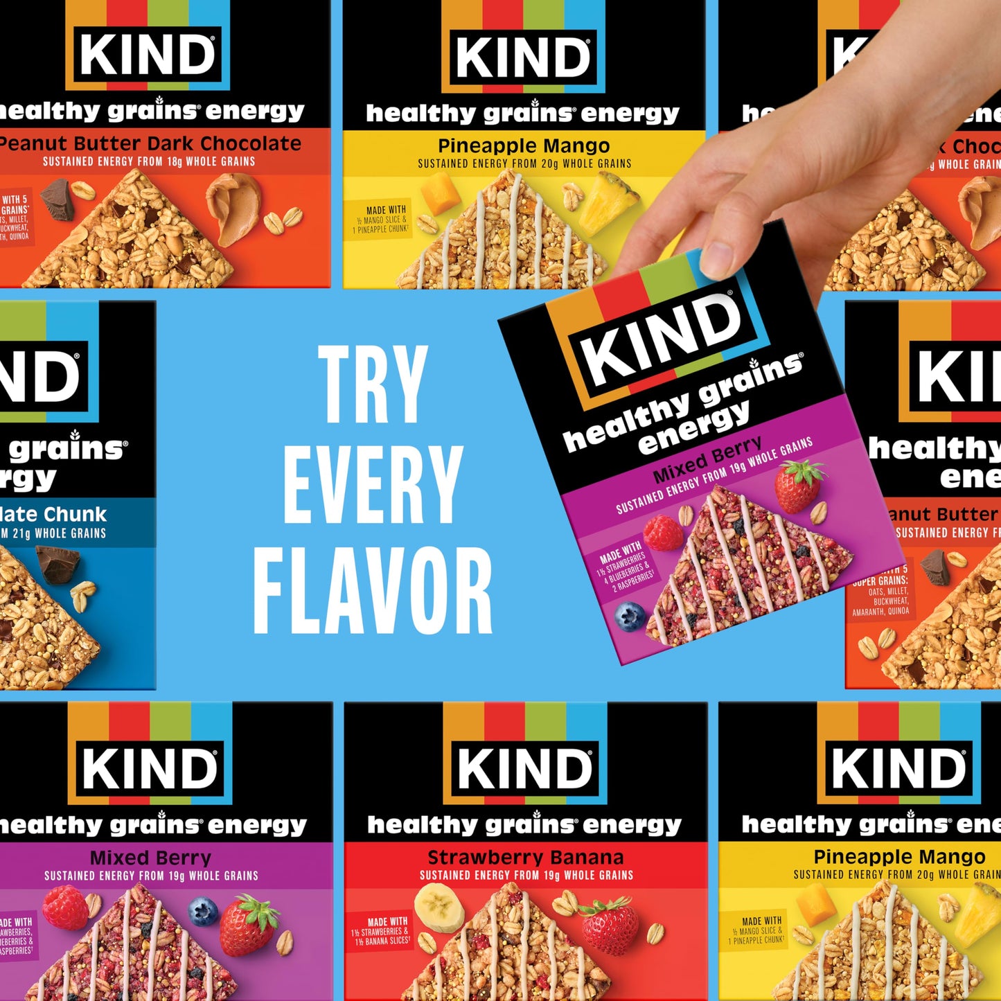KIND Healthy Grains Energy Bars, Dark Chocolate Chunk, Gluten Free, 5 Ct, 7.1oz