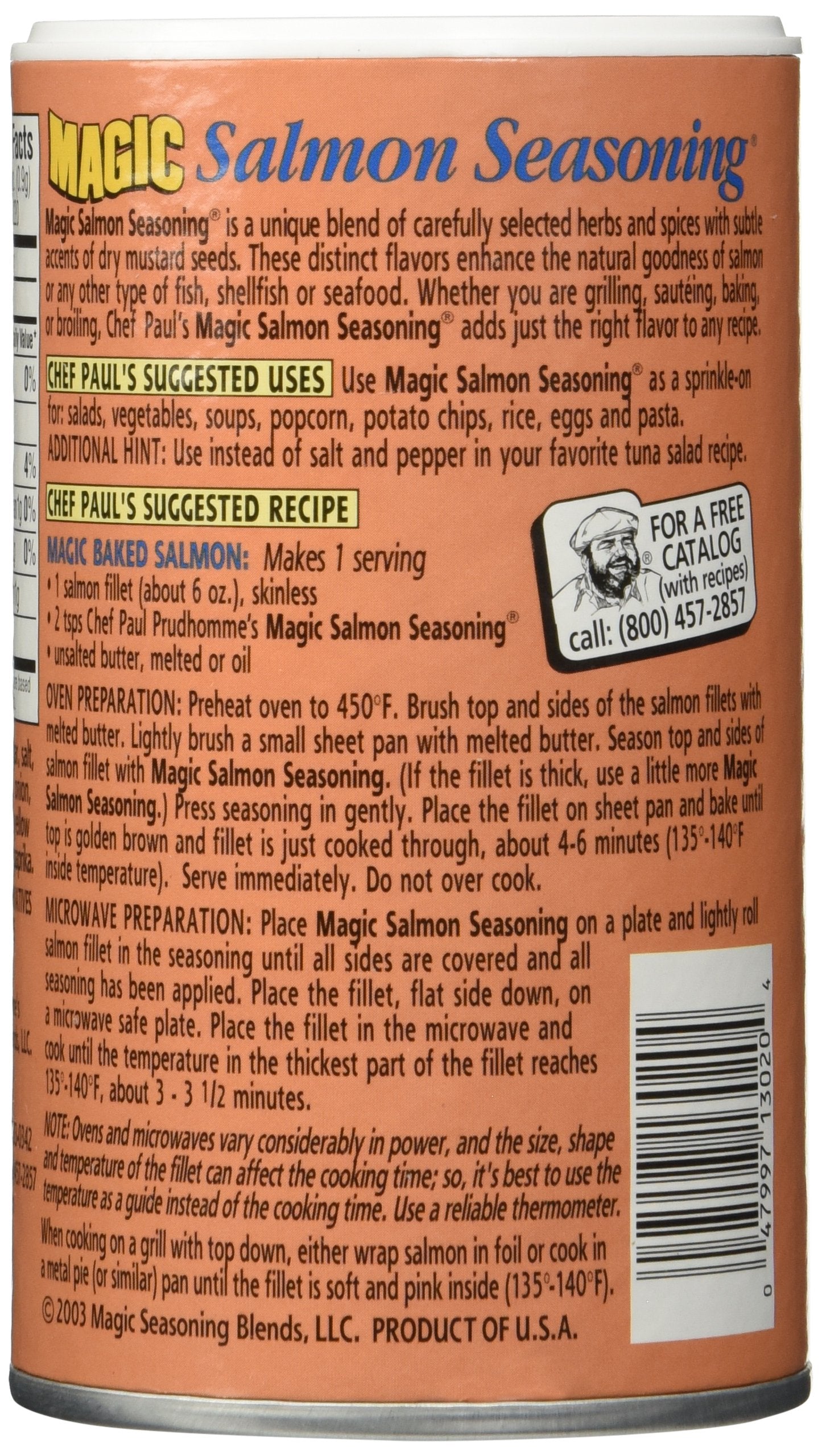 Chef Paul Salmon Magic Seasoning, 7 Ounce (Pack Of 6)
