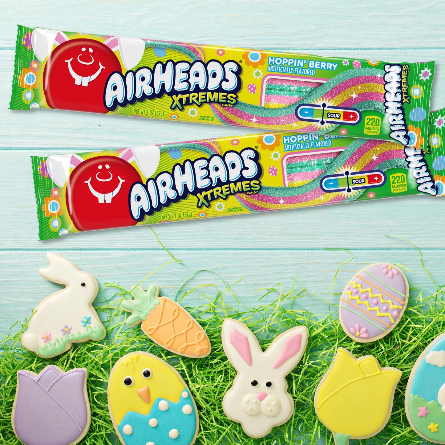 Airheads Xtremes Sweetly Sour Candy Belts, Hoppin Berry, 2oz Pack of 18