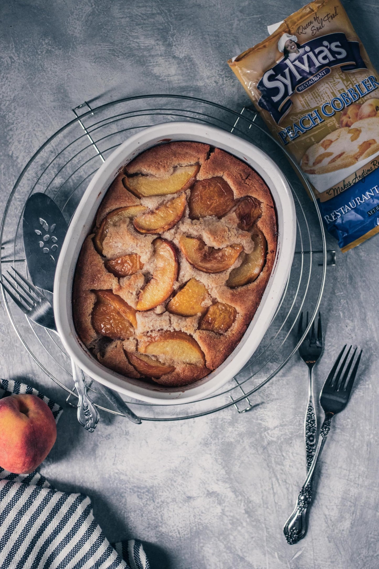 Sylvias Restaurant Peach Cobbler Recipe Mix, Delicious Desserts Made Easy With Sylvias Peach Cobbler Baking Mix 9Oz Bag (Pack Of