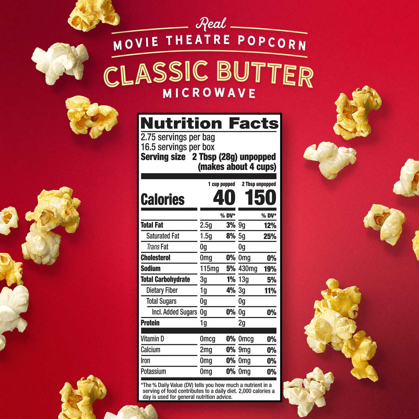 Amc Theatres Microwave Popcorn, Classic Butter, 2.75 Oz (6 Boxes, 36 Count)