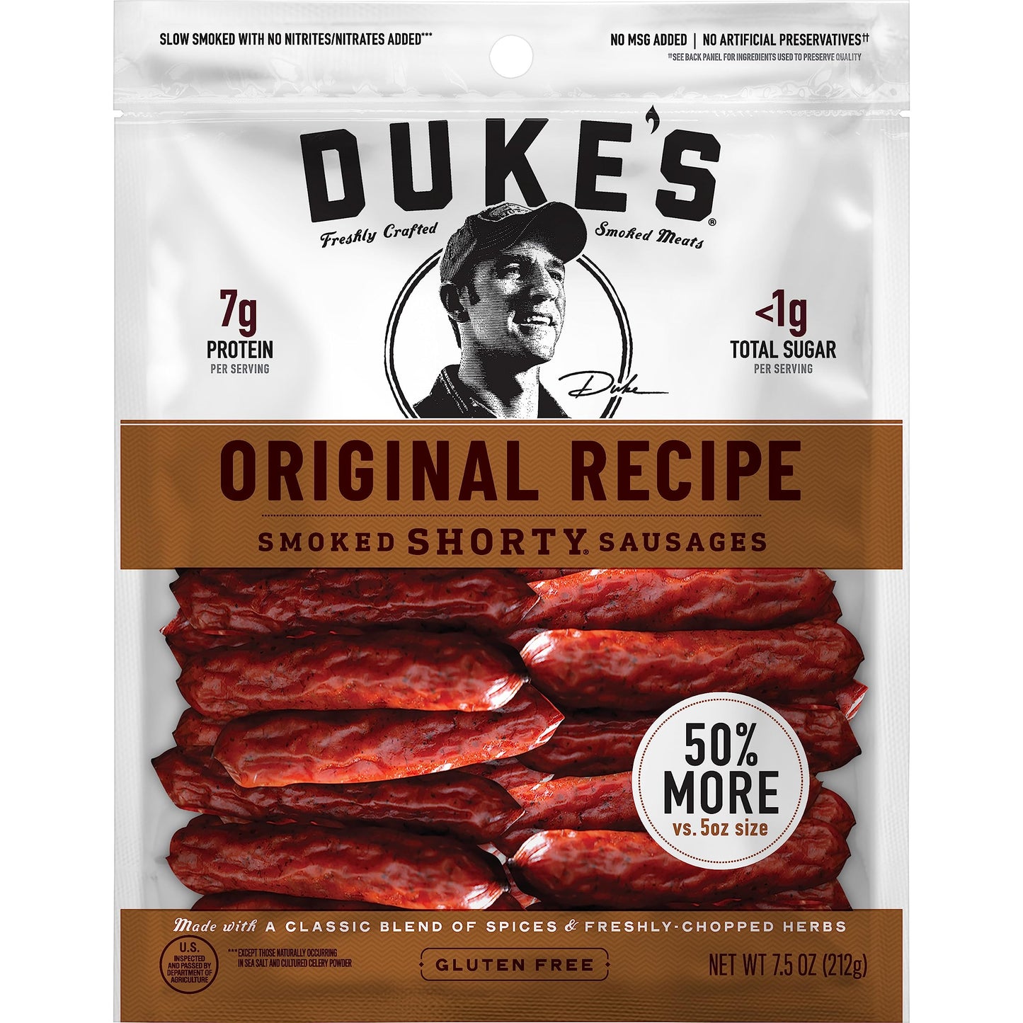 Dukes Pork Original Smoked Shorty Sausages  7g Protein Per Serving  Great for Charcuterie Boards  7.5 oz.