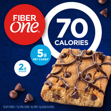 Fiber One Brownies, Chocolate Chip Cookie, 70 Cal, 2g Sugar, Value Pack, 12 Count, 10.6 oz