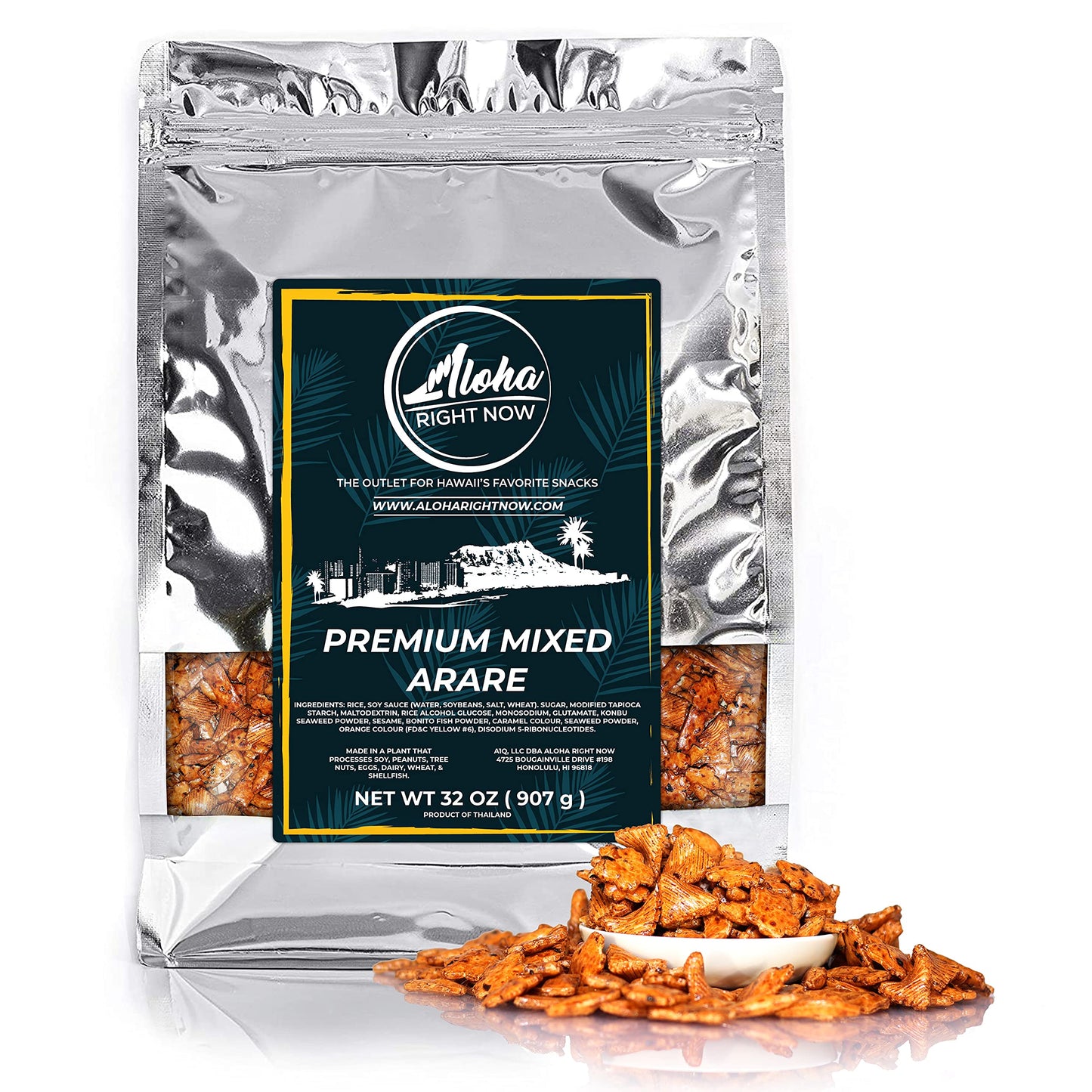 Aloha Right Now Premium Mixed Arare Rice Crackers Mochi Crunch Japanese Hawaiian Style Asian Snack Mix (2Lb (Pack Of 1))