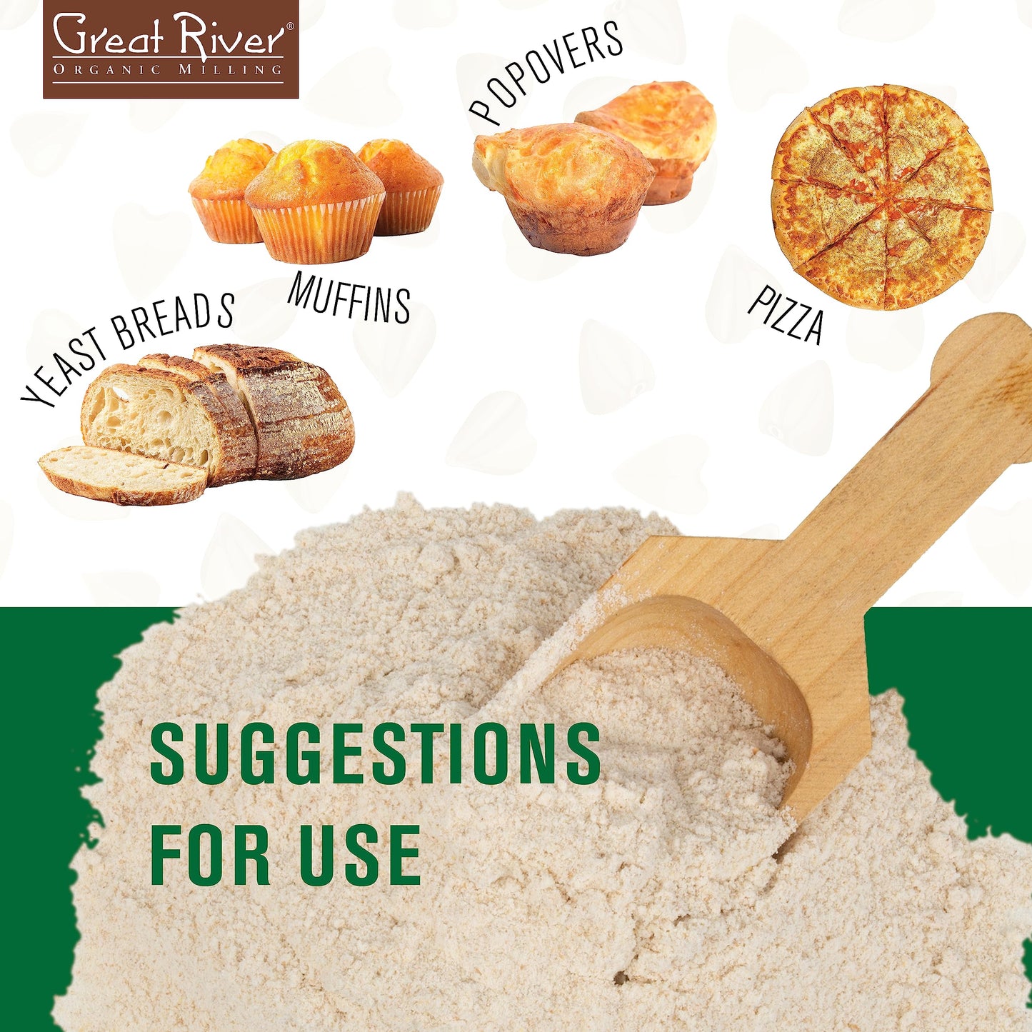 Great River Organic Milling Organic Unbleached Wheat Bread Flour | Artisan Bread Flour for Baking | Multi-Purpose Wheat, Unbroma