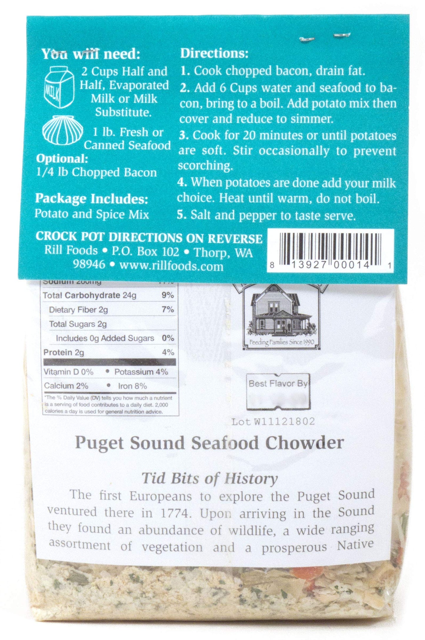 Rill Foods Puget Sound Seafood Chowder, 6.8 Fl Oz, Pack of 1