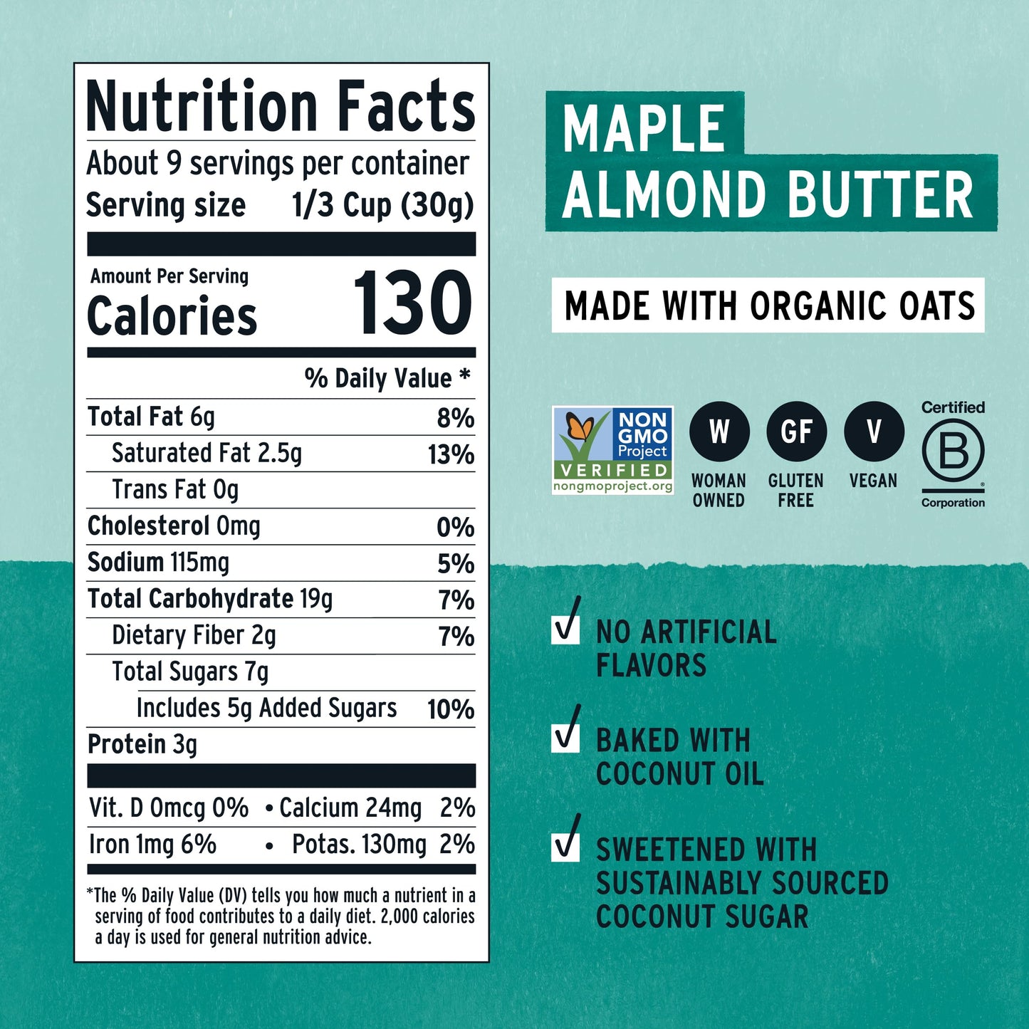 Purely Elizabeth Maple Almond Butter Granola, Made with Organic Oats and Ancient Grains, Gluten-Free, Non-GMO (10oz Bag)