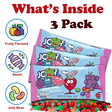 Jollirancher Jelly Beans Candy, Bulk 3 Pack Jelly Beans Candy Bags, 5 Assorted Original Fruit Flavors Kids Gummy Candy, Party Ba