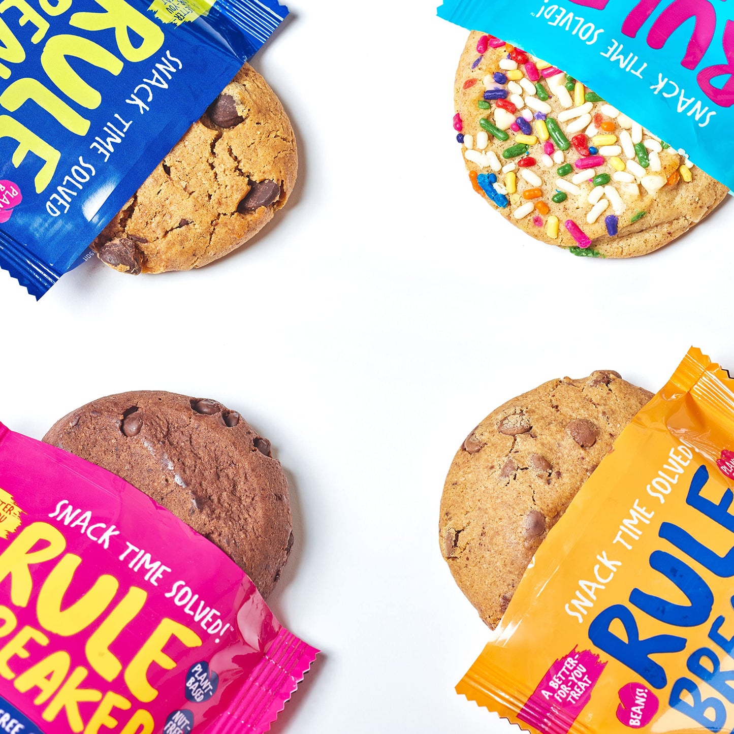 Rule Breaker Snacks Vegan Gluten-Free | Variety Pack Blondie Brownie Cookies | Plant-Based, Dairy, Nut, Soy, Allergen Free, Kosher | Soft-Baked, Great For Lunchboxes Snacks For Kids And Adults (Pack Of 4)