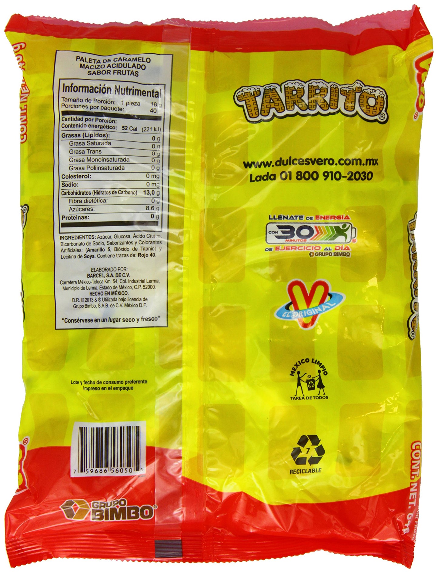 Vero Mexican Candy Tarrito Fruit Flavored Lollipops - 40Piece