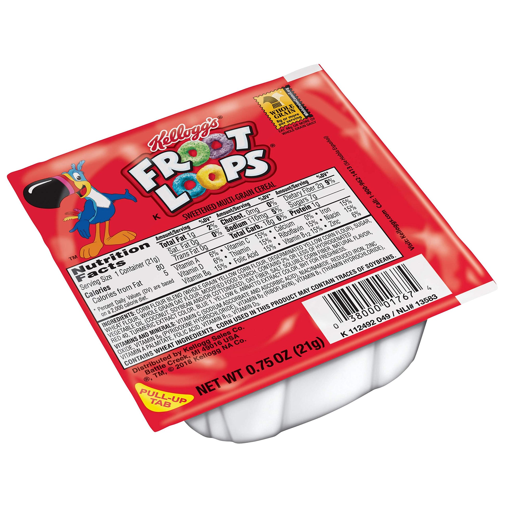 Kelloggs Froot Loops, Breakfast Cereal, Original, .75oz (96 Count)