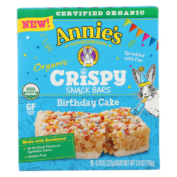 Annie's Homegrown Organic Birthday Cake Crispy Bars, Gelatin Free, 3.9 Ounces (Pack Of 8)