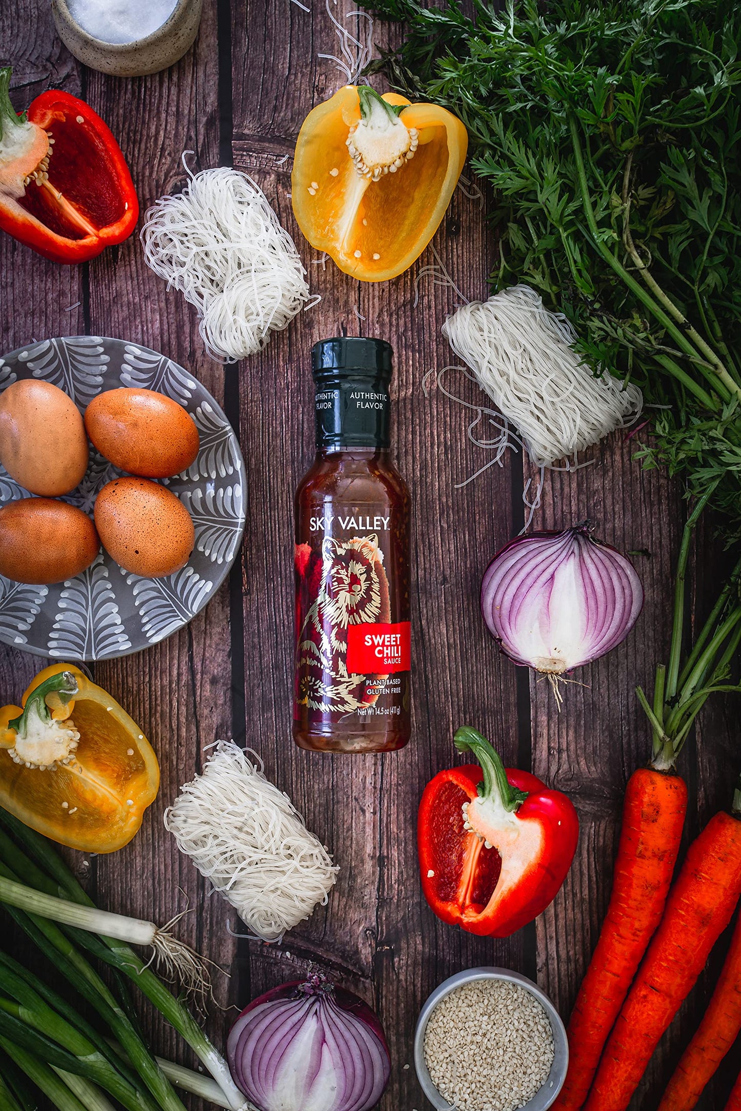 Sky Valley Sweet Chili Sauce - Mild Heat, Thai Sweet Chili Sauce, Use As Eggroll Or Spring Roll Sauce, Gluten-Free, Plant-Based,