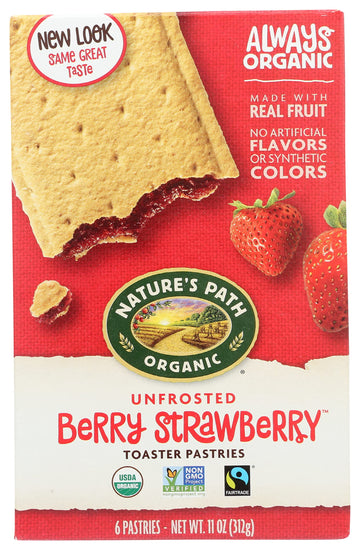 Natures Path Toaster Pastries, Strawberry Un-Frosted, 6 ct
