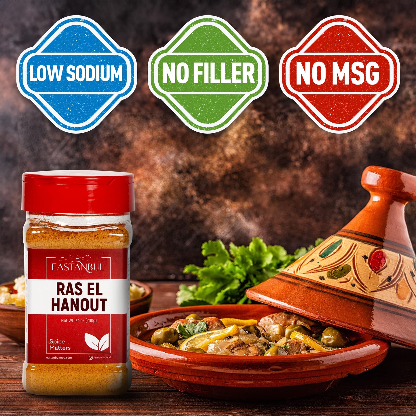 Eastanbul Ras El Hanout, 7.1 Oz Ras El Hanout Spice, All-In-One Ras El Hanout Moroccan Spice Blend, North African Baharat Spice