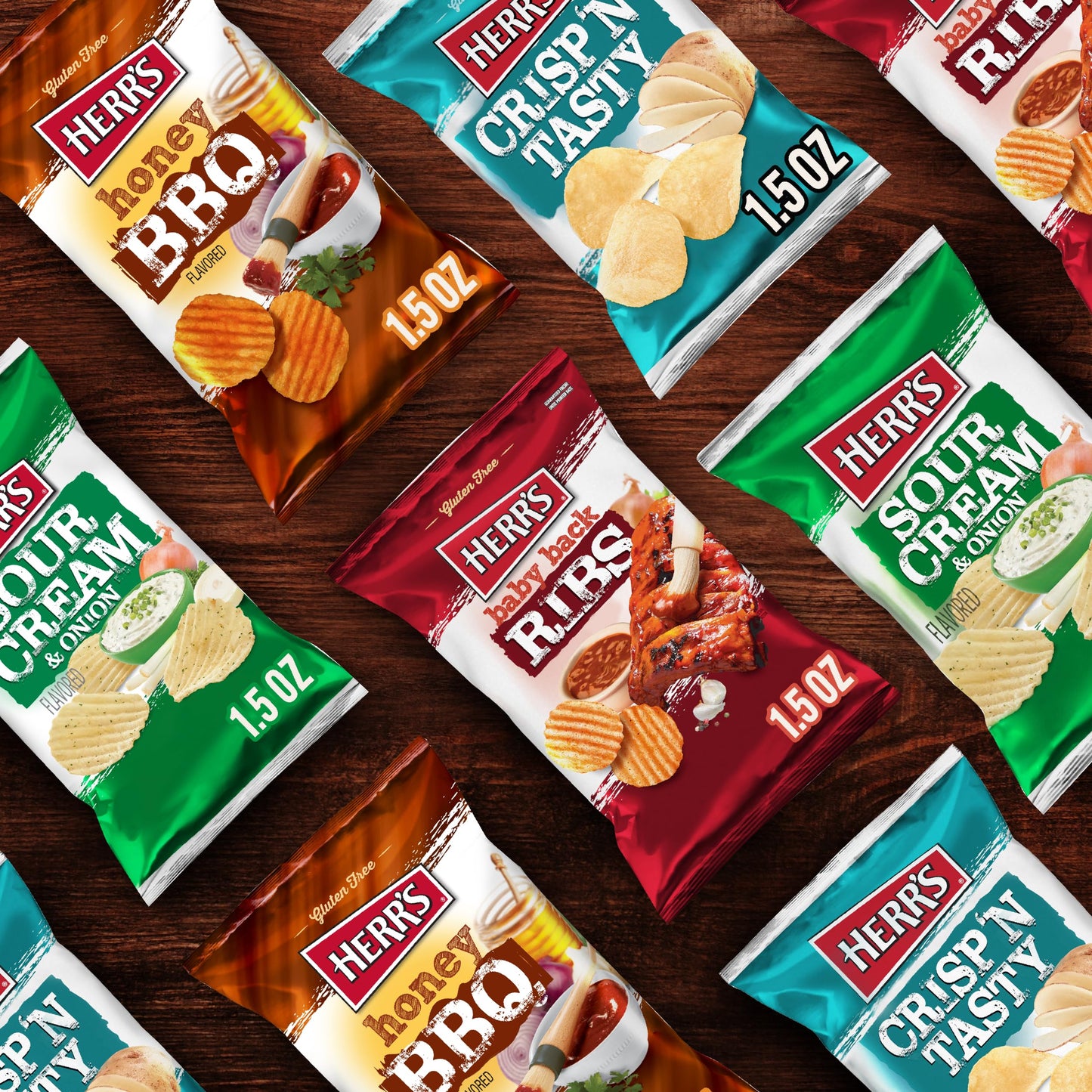 Herr'S Multipack Chip Box, Assorted Flavors, Bulk Snacks - 1.5 Ounce (Pack Of 24 Bags)
