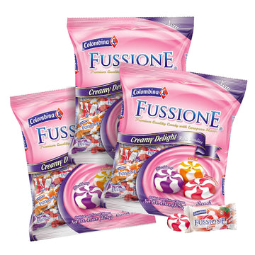 Colombina Fussione Creamy Delight Hard Candies, Strawberry, Blackberry, And Peach Flavored, Individually Wrapped, 4.5Oz (Pack Of 3)