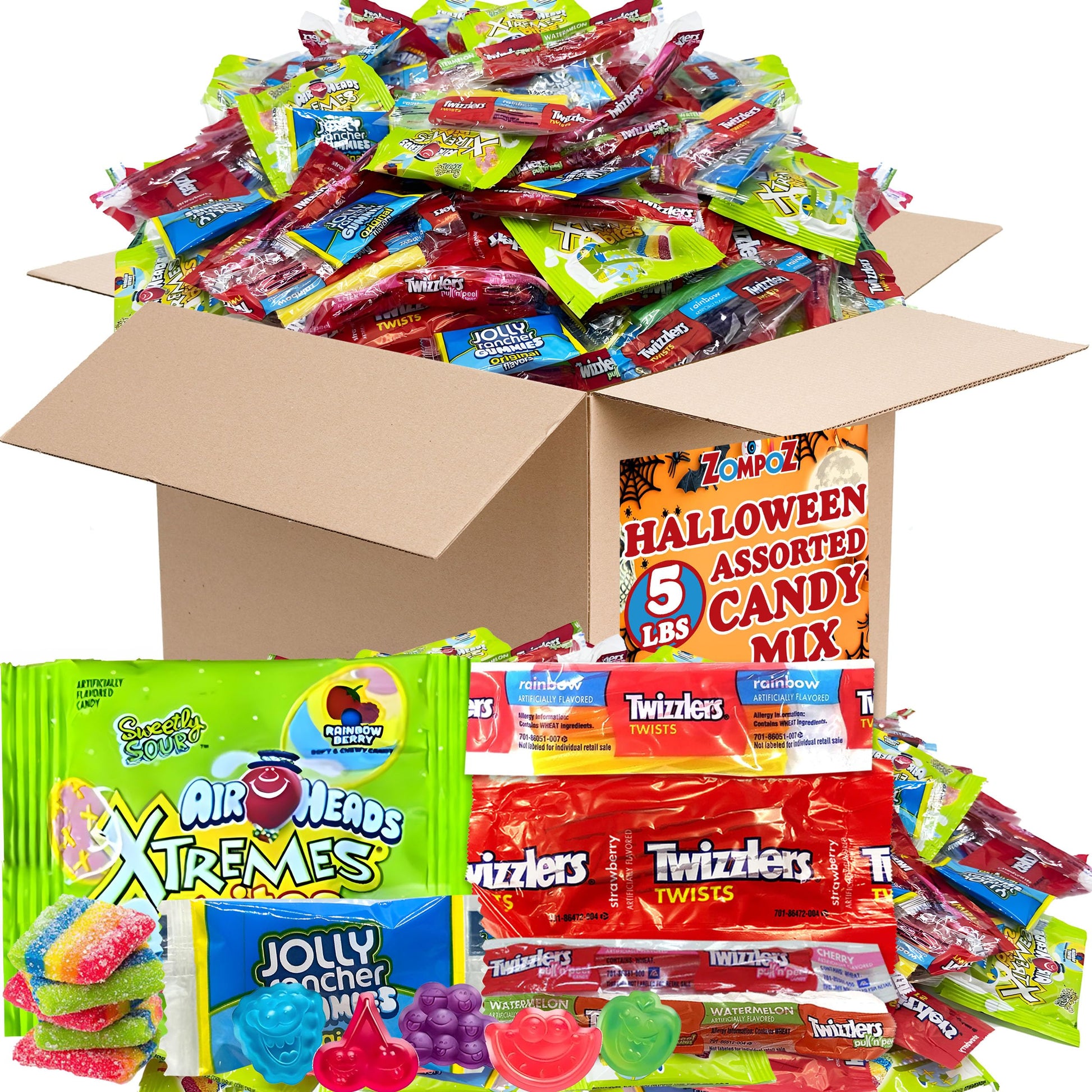 Halloween Candy Assorted Bulk Mix, 5 Lb Individually Wrapped Snack Size Candy, Trick Or Treat Candy, Variety Of Twizzlers, Airhe