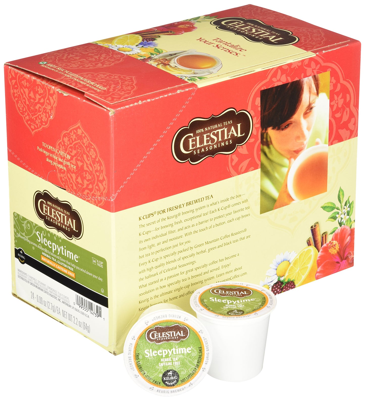Celestial Seasonings Sleepytime Herbal Tea K-Cup Portion Pack, 96 Count, Compatible with Keurig malt-inspired