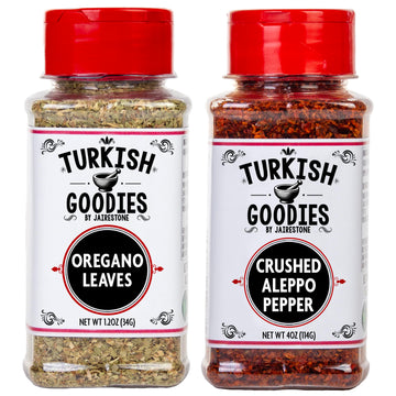 Aleppo Pepper & Turkish Oregano Bundle - Pul Biber Chili Flakes and Dried Herb Leaves - Authentic Turkish Spices for Cooking, Gr