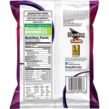 Doritos Reduced Fat Tortilla Chips, Flamas Flavored, 1 Ounce (Pack Of 72)