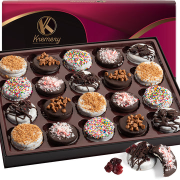 Kremery Creamy Chocolate Cravings - Diwali & Halloween Treats Chocolate Covered Sandwich Cookies And Cream Gift Basket (20 Count