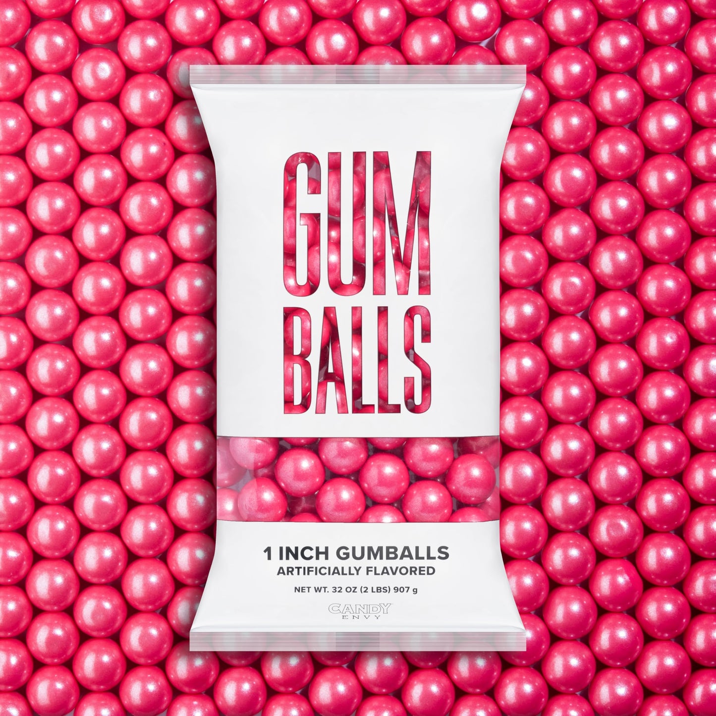 Large 1" Shimmer Pink Gumballs - 2 Pound Bag - Approximately 120 Gumballs Per Bag