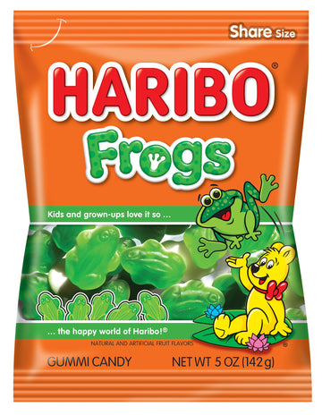 Haribo Gummi Candy, Frogs, 5 Oz. Bag (Pack Of 12)