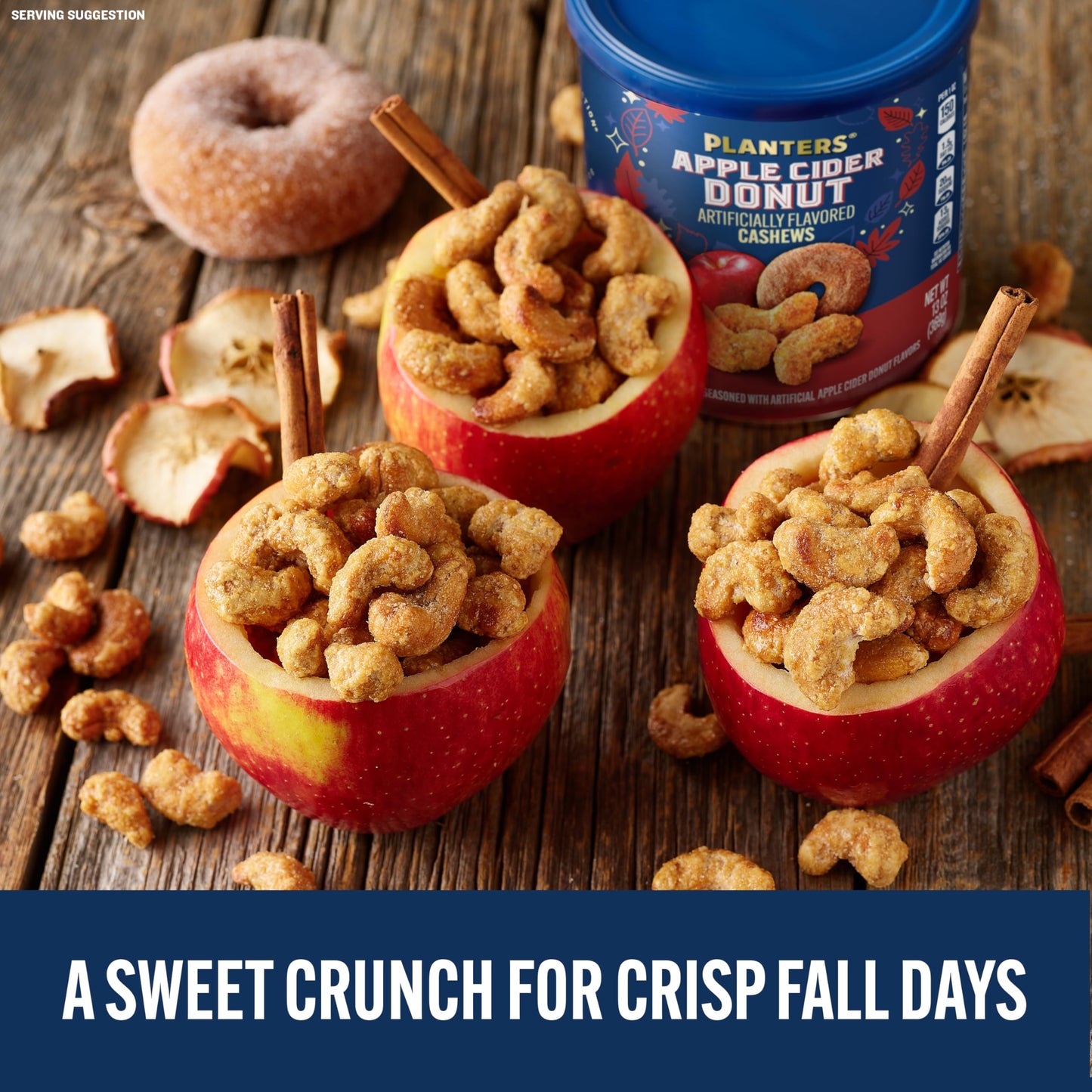 PLANTERS Apple Cider Donut Cashews - 13oz Pack of 1, Sweet & Crunchy Snack