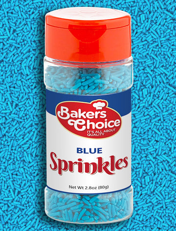 Bakers Choice Blue Sprinkles For Baking - Jimmies Sprinkles For Ice Cream Toppings - Dairy Free, Kosher 2.8 Oz.
