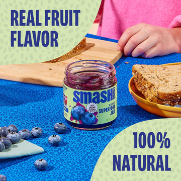 Smash Foods Blueberry Jam | Low-Calorie, No Sugar Added Keto Jam With Upcycled Fruit & Chia Seeds | Vegan, Paleo Superfood Fruit