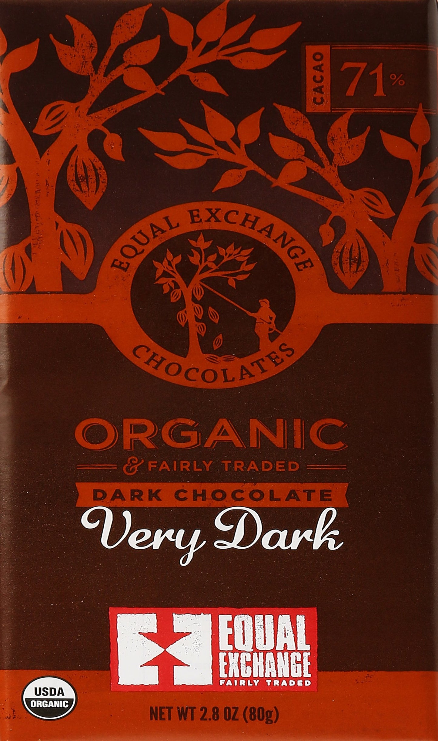 Equal Exchange Organic Chocolate Bar, Very Dark, 12 Count