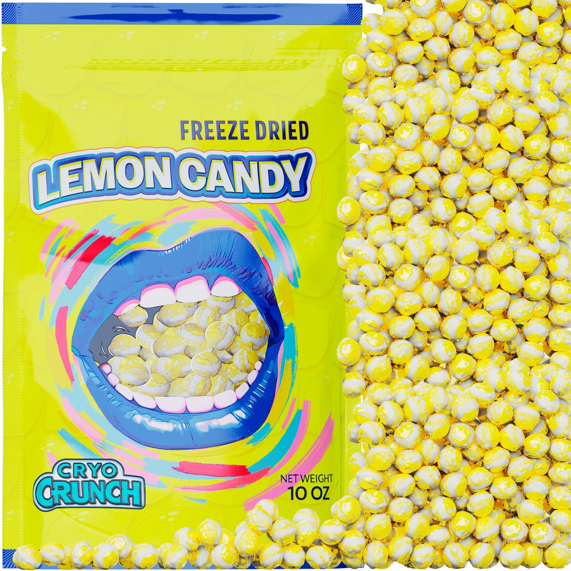 Freeze Dried Lemon Heads (10oz) - Made From Lemonheads Candy By Cryo Crunch- Freeze Dried Lemonheads Made In US Freeze Dried Lem
